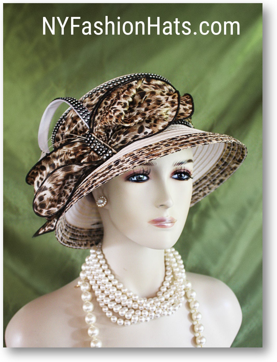 Leopard church hat Couture Designer Brown Winter Wool Leopard Cheetah Print Hat  main image 4