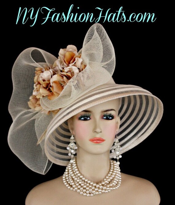 Ivory Beige Wedding Bridal Church Hat Women s Designer Fashion Hats 3m9q