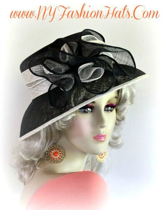 Black and white custom sinamay straw cloche hat Elegant White Woven Straw Cloche Hat with Black Ribbon Bow  main image 4