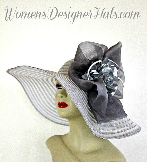 White Metallic Silver Designer Fashion Hat, Dress Wedding Hat