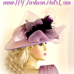 Dames haute couture zacht paarse designerhoed, formele sabbathoed, hoeden voor bruiloft bruiden moeder van de bruid, NYFashionhoeden modevak
