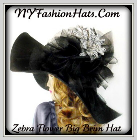 Haute Couture Designer Hats for Women, Black White Wide Brim
