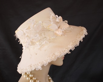 Lovely Ivory Wool Church Dress Hat by J F Y New York Ivory Church Vintage Hats for Women for sale | eBay main image 4