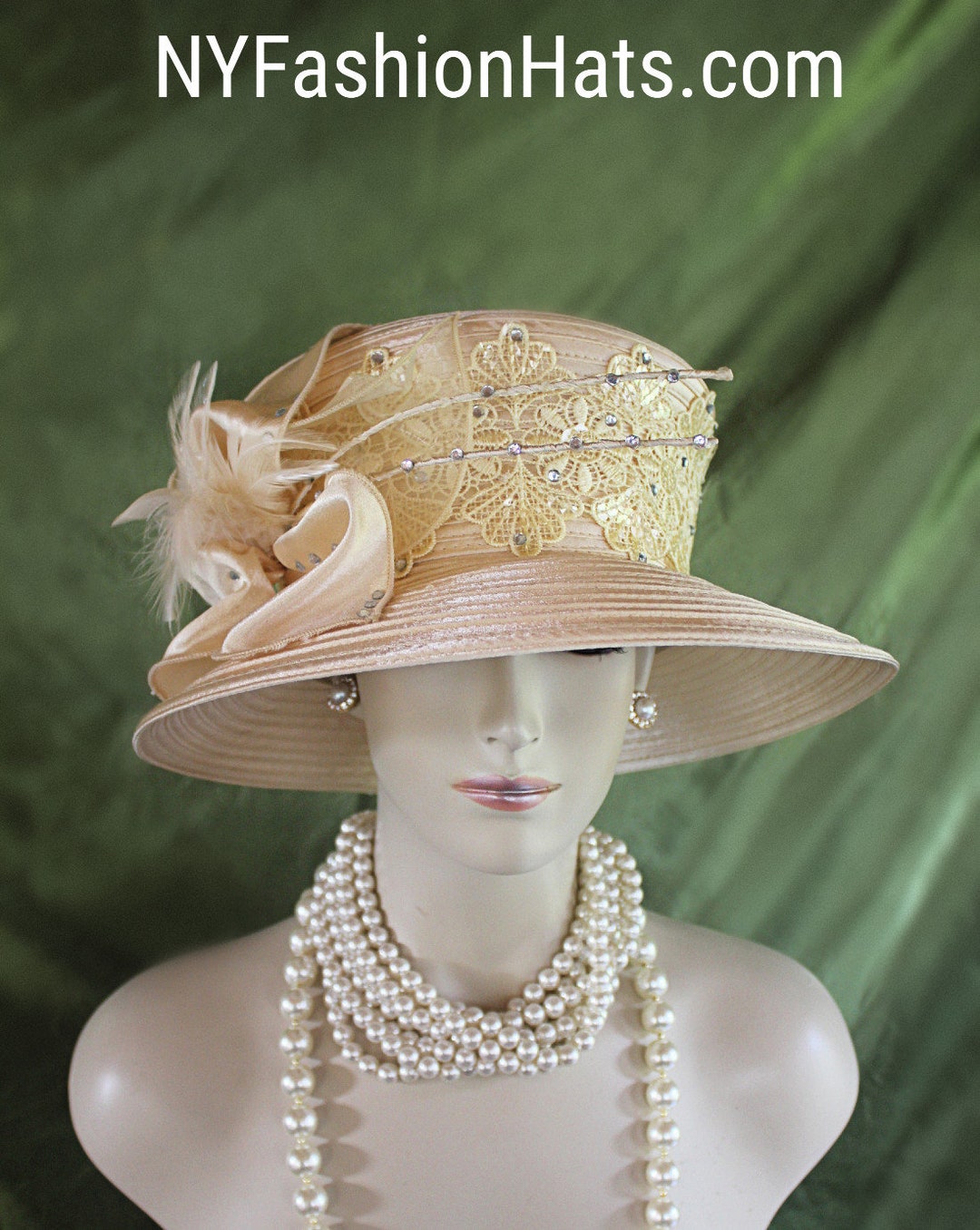 Cocoa Brown & Champagne Church Dress Hat by Perche’ Couture il_1080xN.3768778227_scu7.jpg main image 4