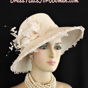 Women's Formal Church Dress Big Brim Hat, NY Fashion Hats Millinery, Ladies  Orange White Hot Pink Wedding Hat, Hats for Horse Races, H8130 