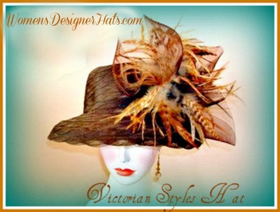 Avant Garde Brown Tiger Cheetah Feather Hat, Haute Couture  display picture 2
