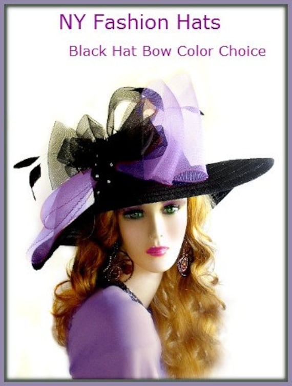 Kentucky Derby Hat, Black Wide Brim Dress Hat  display picture 1