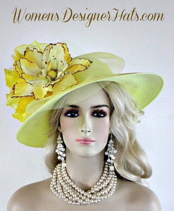 Golden Satin and Sheer Trim Church Hat Wiywef Satin Cloth Church Hat Women Wide Brim Hat Elegant  main image 2