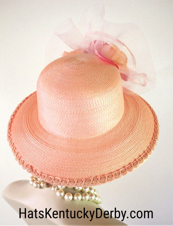Couture Statement Peach Pink Wedding Hat for Women, Hats for 