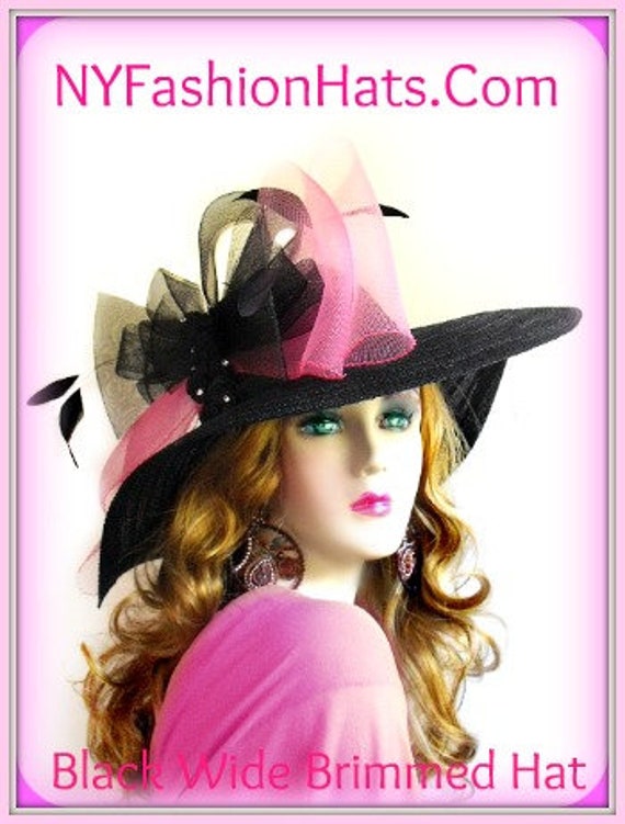 Kentucky Derby Hat, Black Wide Brim Occasion Hat  display picture 1
