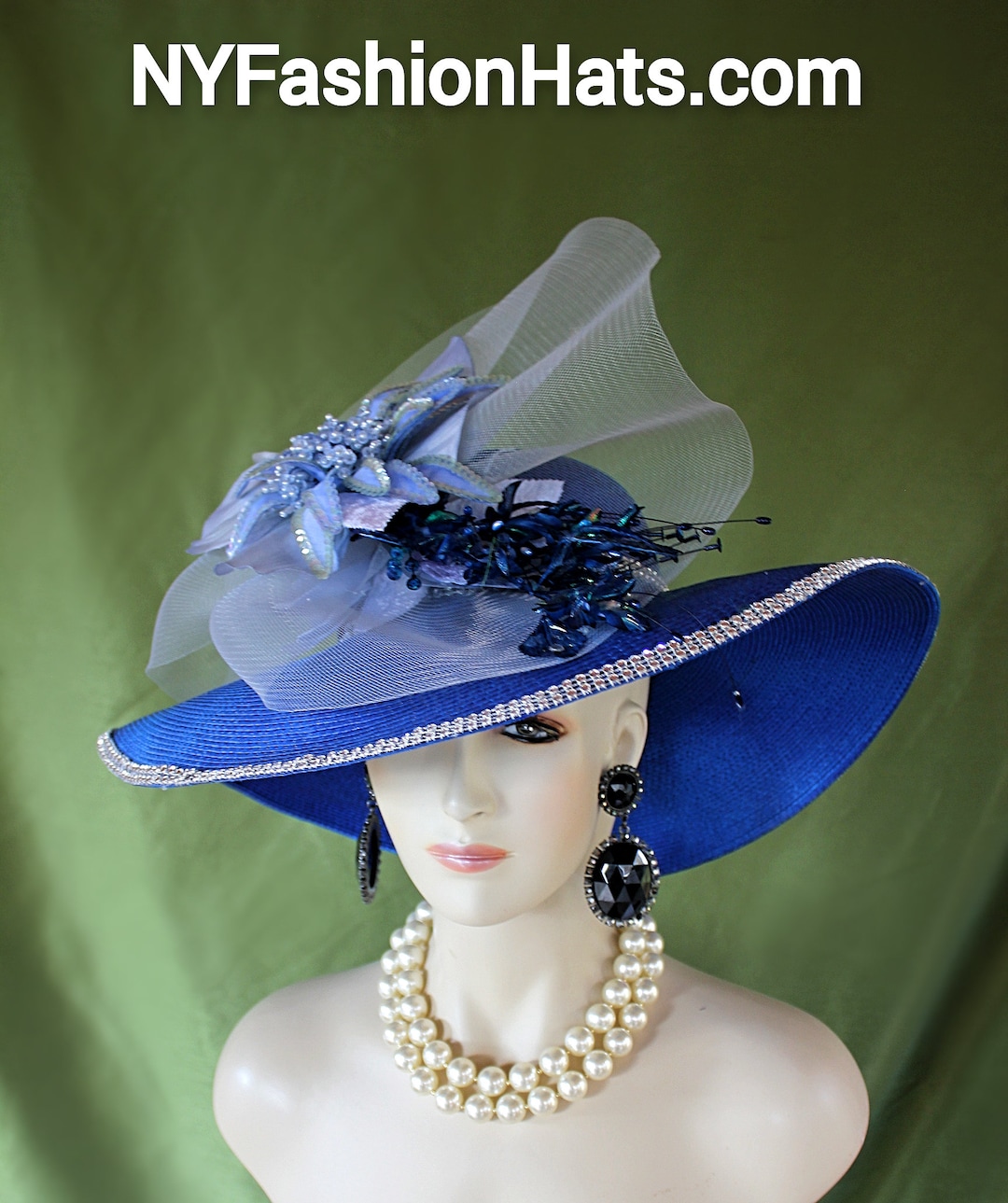 Haute Couture Royal Blue Designer Hat, Avant Garde Formal 