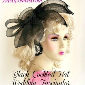 Black Wedding Bridal Fascinator Designer Headpiece Hat, Formal Cocktail Dress Hats, Hats For Horse Races, Mother Of The Bride, Funeral Hats