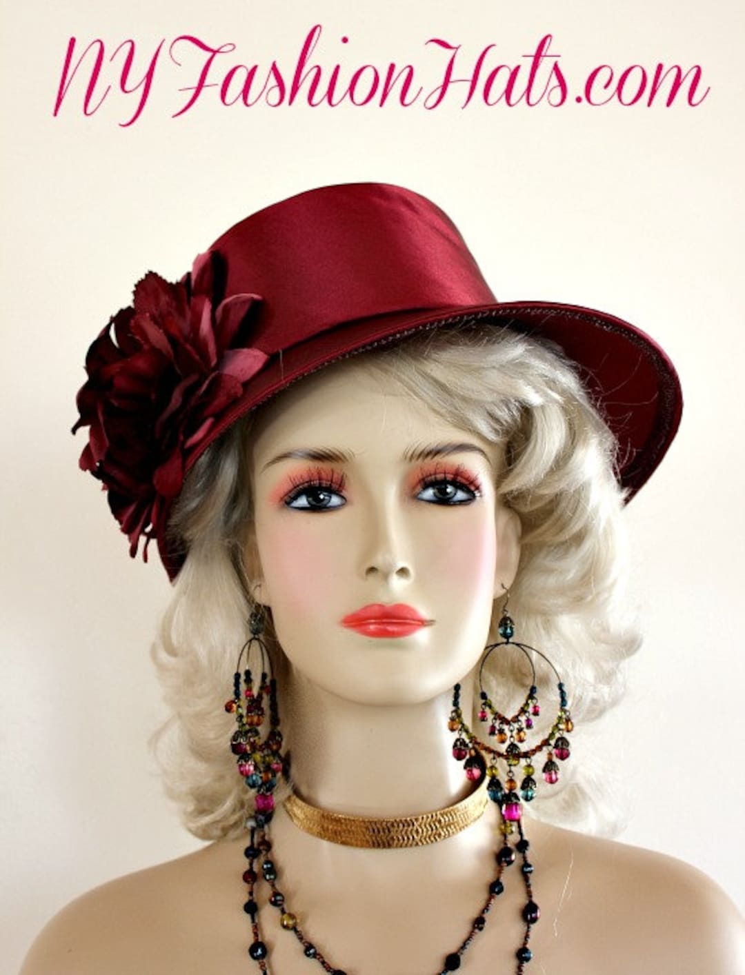 For you, fashion lovers! Beautiful burgundy hat! vixen-millinery-burgundy-fancy  main image 2