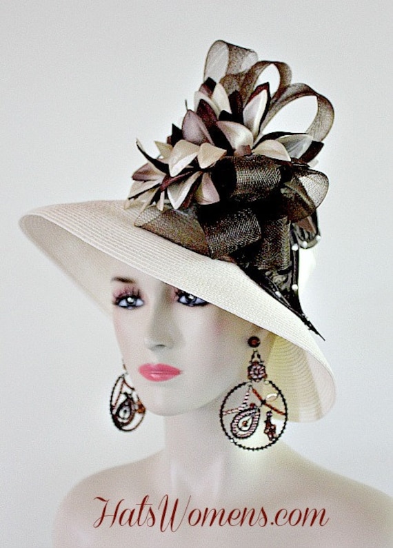 women's dress hats for church RZTA Kentucky Derby Hat Wide Brim Leaf Flower Bridal Shower Hat 01-Beige at Amazon Women's Clothing store This satin ribbon church hat is a stylish and versatile accessory for any season Ribbon and Feather Satin Sunday