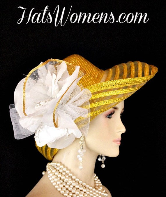 NWOT August Hat Company Wide Brim Straw Hat Beige Gold Church Derby Wedding 2 august hat company - Gem main image 3