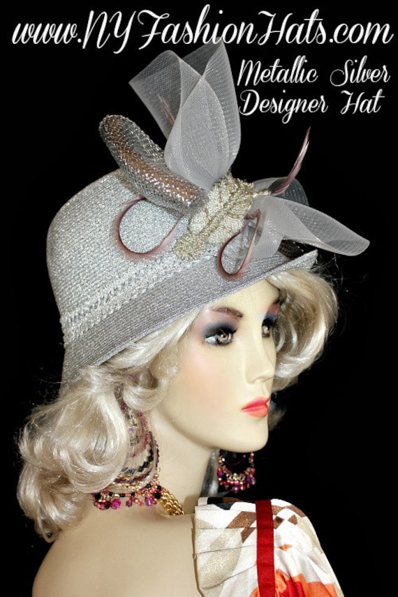 Women's Silver Glass Beaded Cloche Fashion Hat, Hats For Weddings Women's Silver Glass Beaded Cloche Fashion Hat, Hats For Weddings