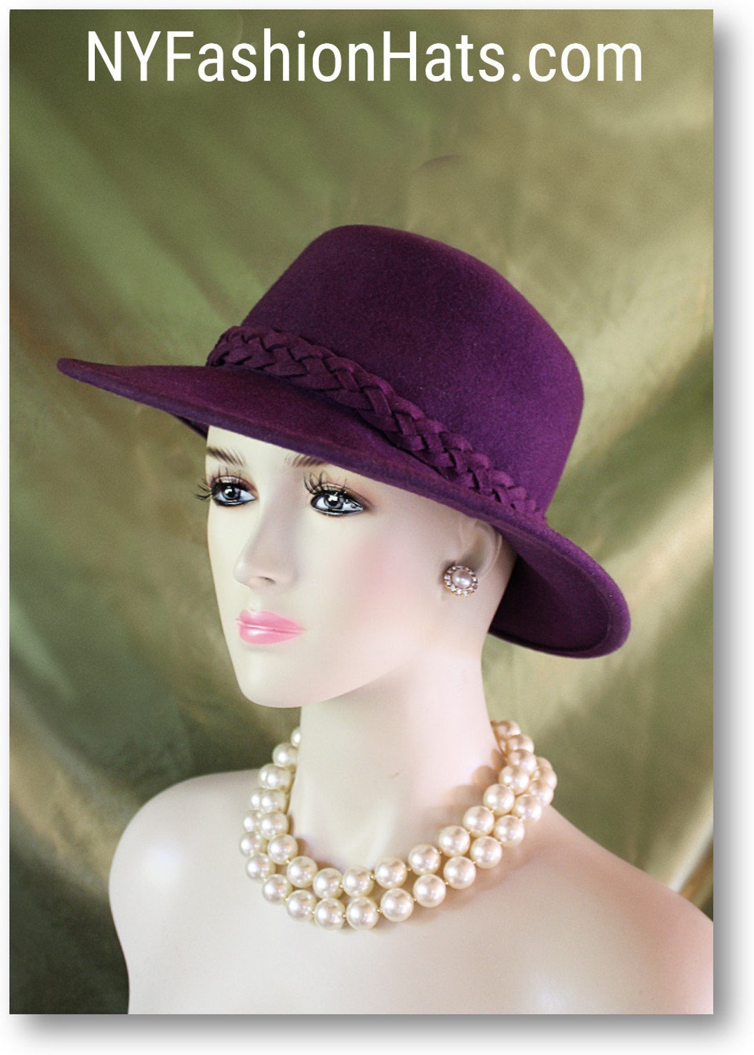 Eggplant Purple Winter Wool Dress Hat Couture Designer Hats Etsy