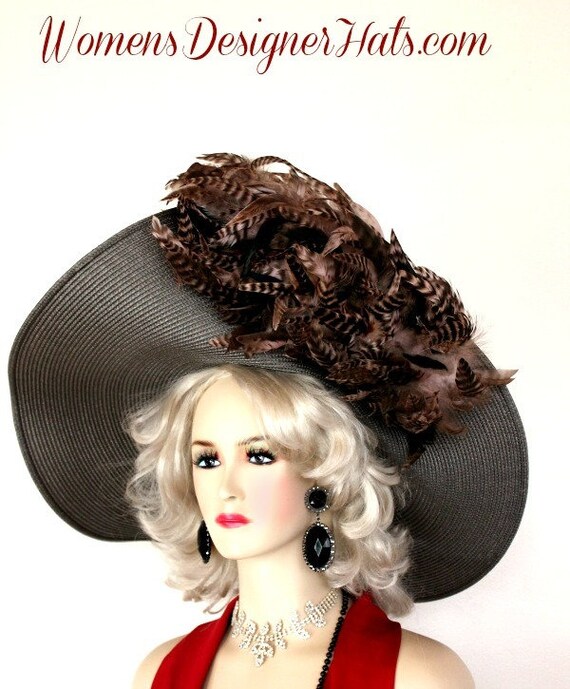 Brown Feather Trim Wide Brim Women\'s Hat Brown Suffolk Fedora Wool Hat for Women | Wool Felt |Brimmed  main image 4