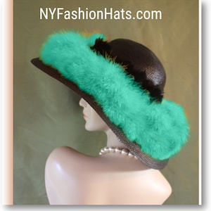 Luxury Black Soft Green Haute Couture Statement Designer Hat, Kentucky Derby Hats, Melbourne Cup Headpiece, Royal Ascot, Motf Millinery 8464