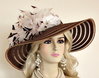 Mocha Brown Fascinator Tea Party Hat Church Hat Derby Hat  display picture 3