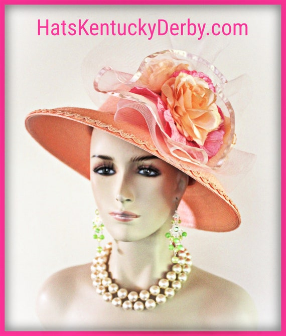 Beloved Millinery Beautiful Wide Brim Pink Gold Band Sun Hat - Women Accessories Wide-Brim Light Pink Sinamay Fascinator for Kentucky Derby main image 3