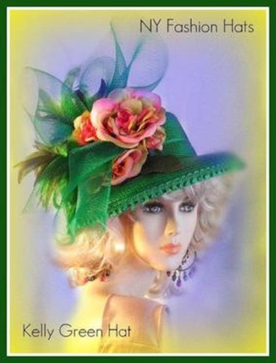 Kelly Lime Green Pink Designer Hat 