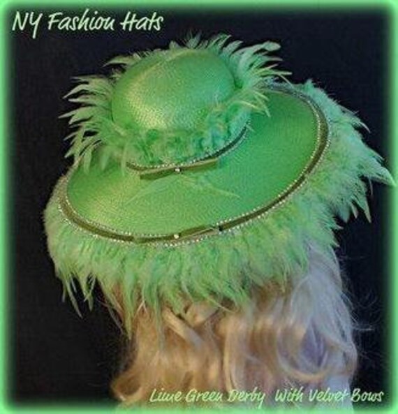 Lime Green Haute Couture Luxury Designer Statement Feather 