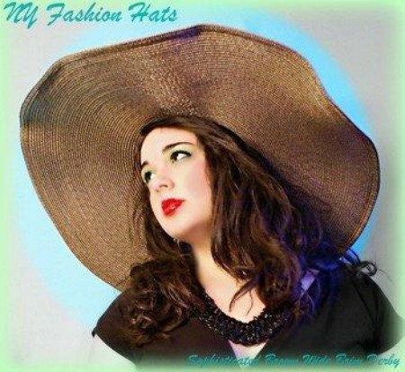 Taupe Brown Wide Brim Kentucky Derby Hat, Women display picture 3