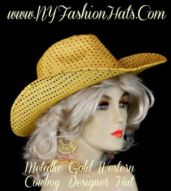Absolutely stunning wide brim hat. Formal / Casual. Boho/ western design in gold Gold Wide Brim Hat - Etsy main image 2
