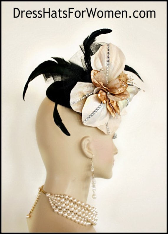Black Champagne Taupe Beige Sinamay 