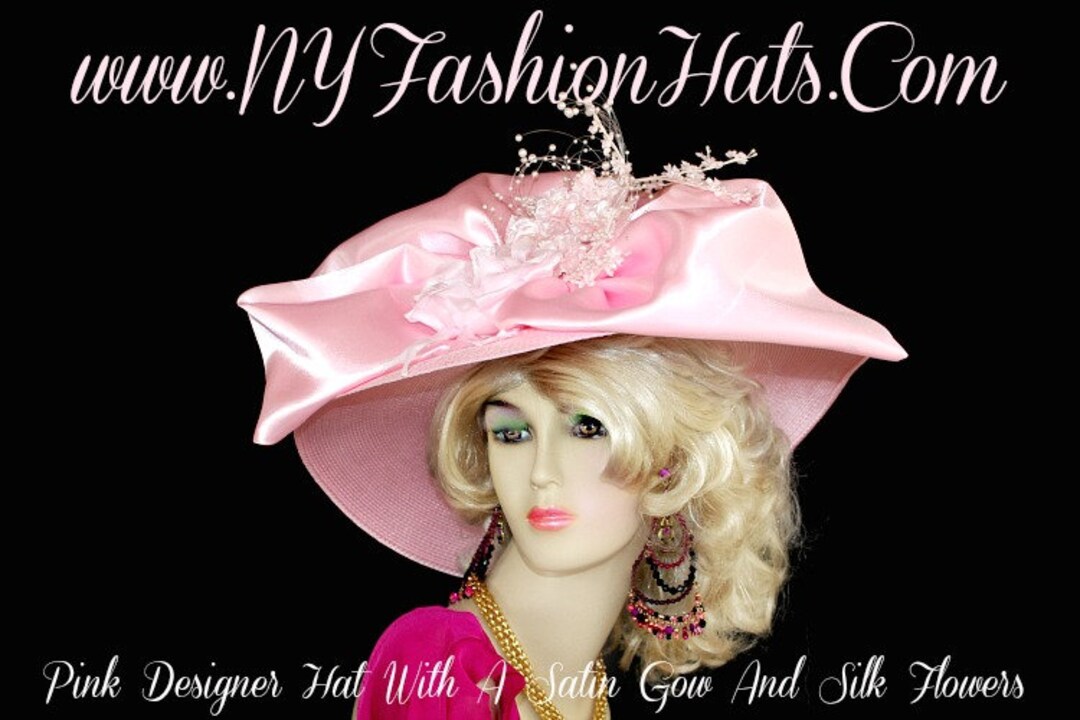 Pink Kentucky Derby Designer Hat With A Satin Bow Ny Fashion 