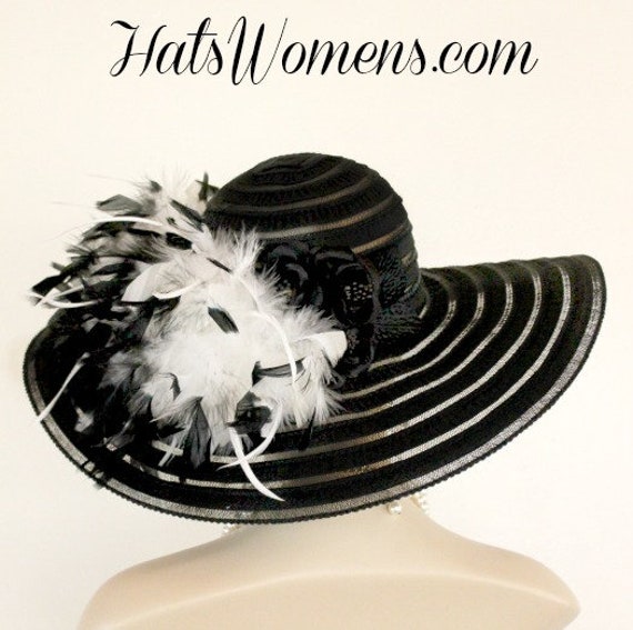 Ladies Black White Wide Brim Church Wedding Designer Fashion  display picture 1