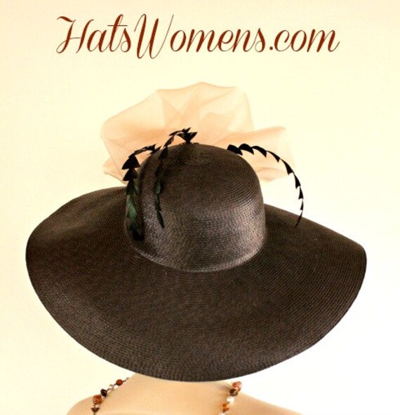 Brown Champagne Beige Wide Brim Designer Wedding Hat  display picture 1