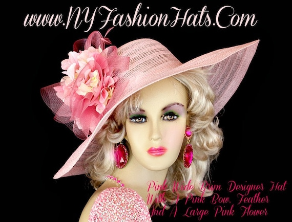 Ladies Pink Wedding Church Kentucky Derby Flower Hat Ny Fashion