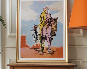 Cowboy Art | Western Art | Coastal Cowgirl Print / Digital Download