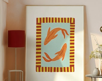 Pisces Print Orange / Digital Download