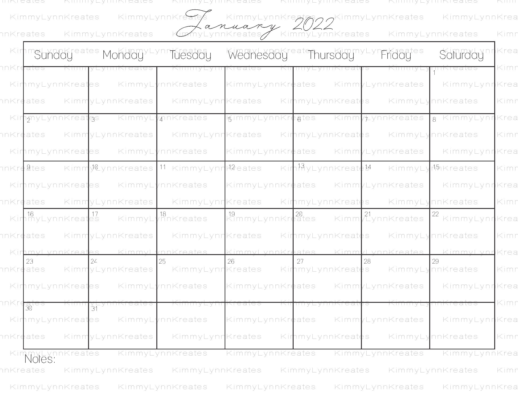 Real Simple Printable Calendar 2018