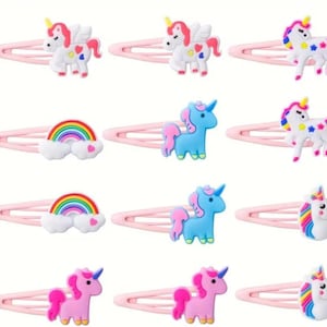 Unicorn Hair Clips 12 pack with Free Shipping