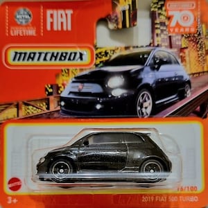Matchbox 2019 Fiat 500 Turbo-red With Grey Interior-short Card-hard to Find  Collector Miniature Model 1/64 