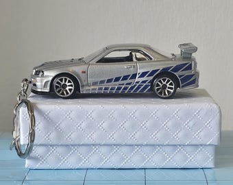 Fast and furious Paul walker's nissan skyline gtr R34 keyring Gift Pack Free Boxed Shipping