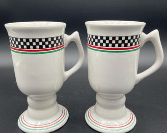 Himark Caffe Casa La Strada Pattern Pedestal Pair Coffee/Tea Mugs