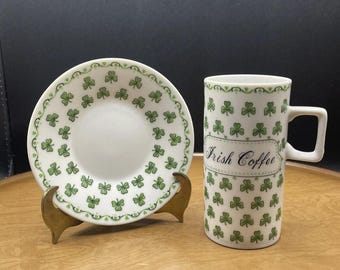Irish Coffee St. Patrick’s Shamrock Set Cup And Saucer