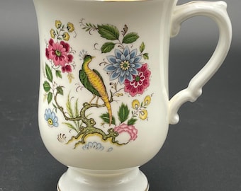 Crown Staffordshire Fine Bone China Pedestal Mug: Exotic Bird Design