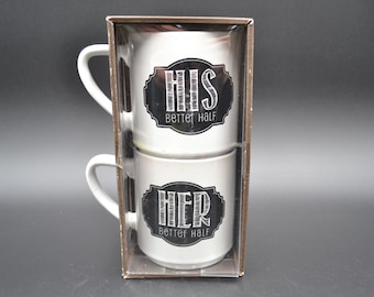 Pier 1 Imports His and Her 16oz Set NIB Coffee/Tea Pair