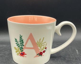 Opalhouse Boho Floral Initial "A" Monogram Porcelain Large Handle Coffee/Tea Mug