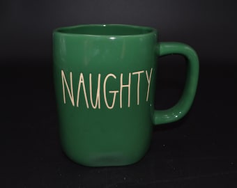 Rae Dunn Artisan Collection Naughty  Ceramic Green Large Coffee/Tea Mug