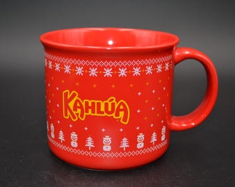 Kahlua Christmas Holiday Red Snowmen Xmas Trees Snowflakes 16 Oz. Coffee/Tea Mug