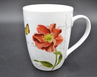 Mikasa Nature's Words Floral Discontinued Coffee/Tea Mug