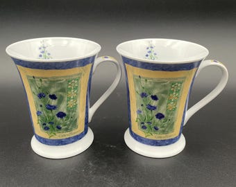 Pimpernel "Cornflower" Fine Porcelain Set of 2 Coffee/Tea Mugs