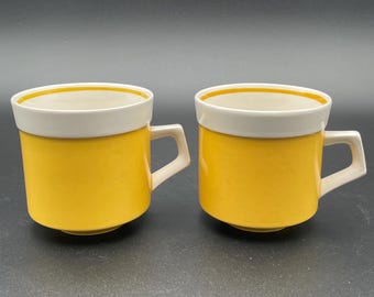Mikasa Mid Century Yellow Coffee/Tea Cups 1970s Light and Lively Pattern Vintage